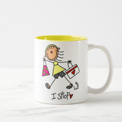 I Shop Stick Figure Girl Two_Tone Coffee Mug