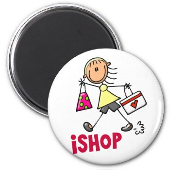 I Shop Stick Figure T-shirts & Gifts Magnet by stickfiguretown at Zazzle
