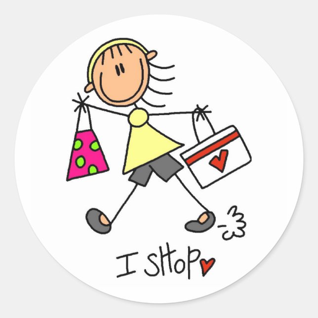 I Shop Tshirts and Gifts Classic Round Sticker (Front)