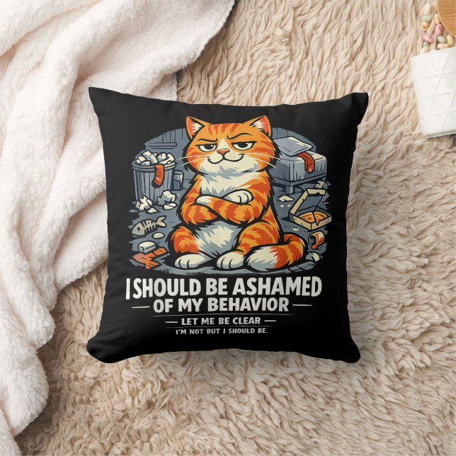 I Should Be Ashamed of My Behavior Funny Quote Throw Pillow (Blanket)