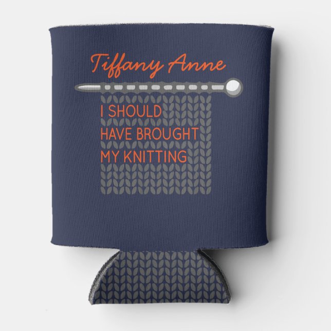 I Should Have Brought My Knitting - Gray Can Cooler (Front)
