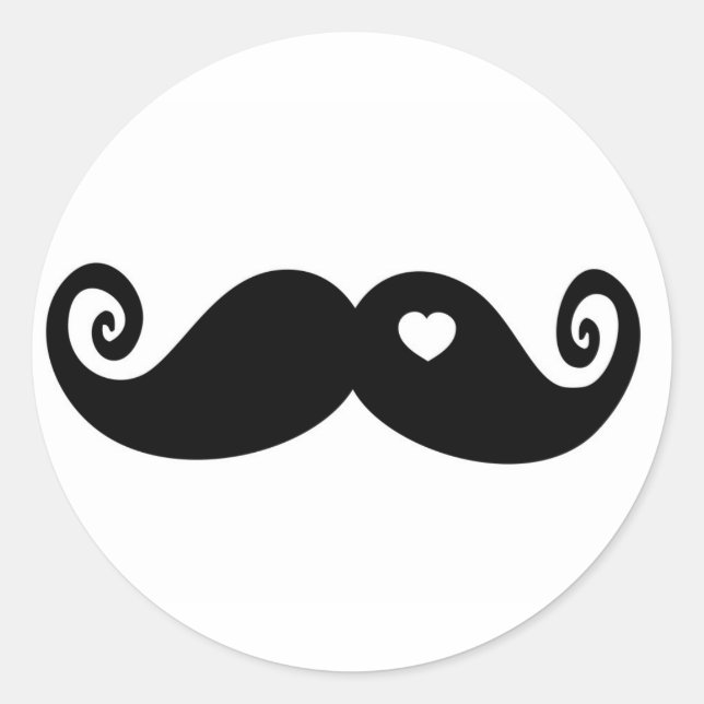 I simply love Mustache Classic Round Sticker (Front)