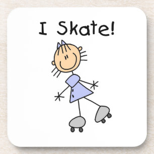 I Skate - Girl Roller Skater Beverage Coaster