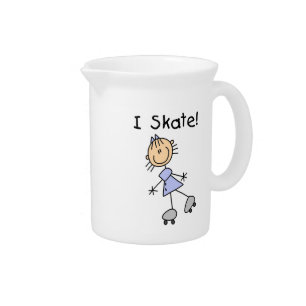 I Skate - Girl Roller Skater Beverage Pitcher