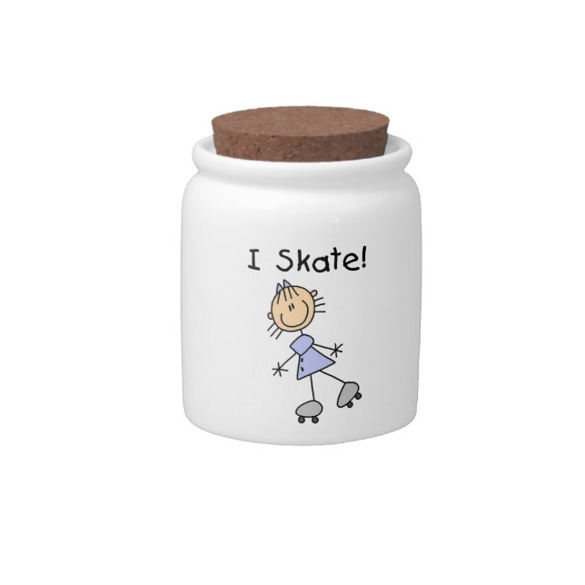 I Skate - Girl Roller Skater Candy Jar (Front)