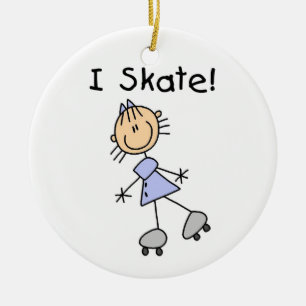 I Skate Girl Roller Skater Ceramic Ornament