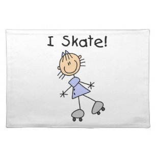 I Skate - Girl Roller Skater Cloth Placemat