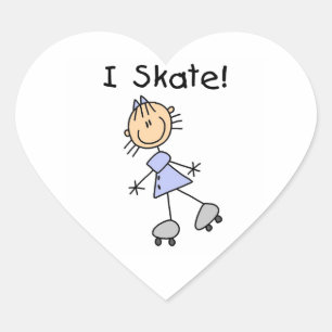 I Skate - Girl Roller Skater Heart Sticker