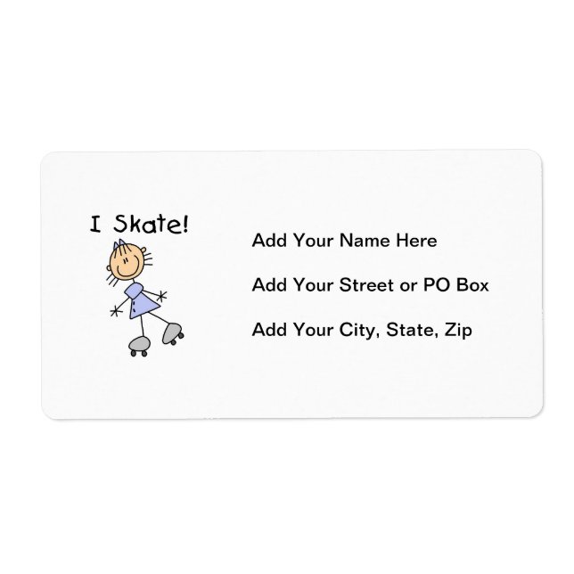 I Skate - Girl Roller Skater Label (Front)