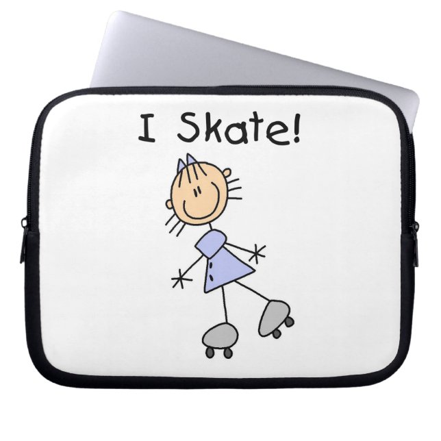 I Skate - Girl Roller Skater Laptop Sleeve (Front)