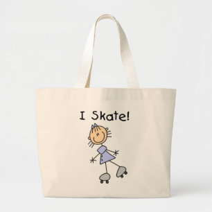 I Skate - Girl Roller Skater Large Tote Bag