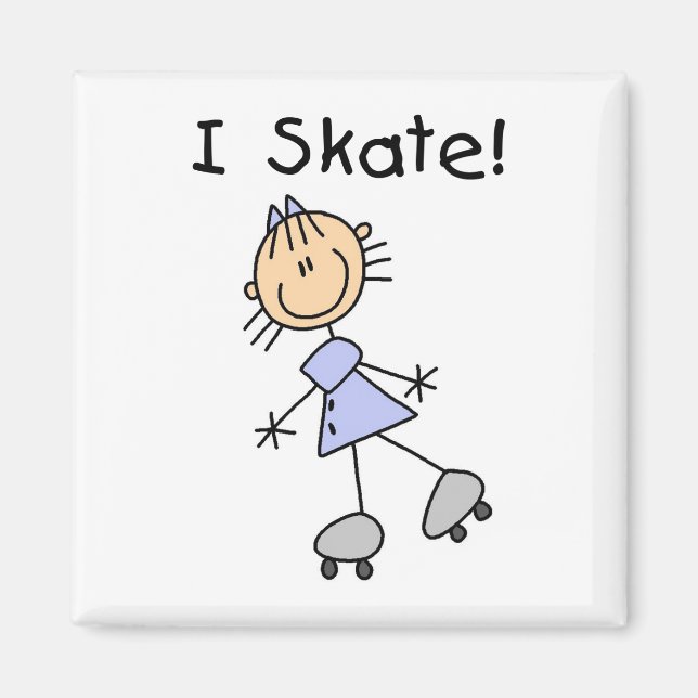 I Skate - Girl Roller Skater Magnet (Front)