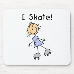 I Skate - Girl Roller Skater Mouse Pad