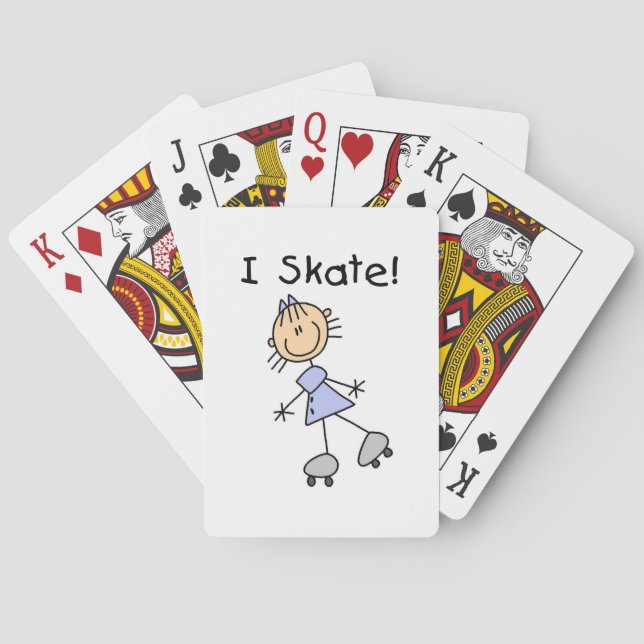 I Skate - Girl Roller Skater Poker Cards (Back)