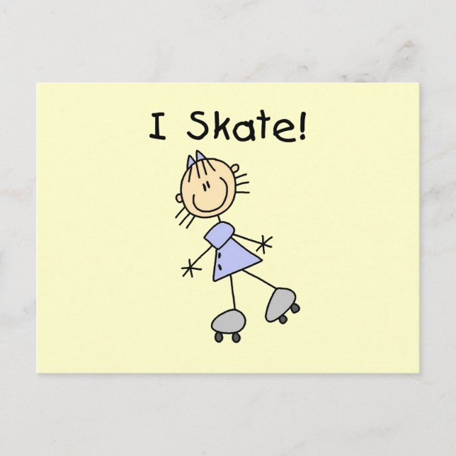 I Skate - Girl Roller Skater Postcard (Front)