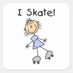 I Skate - Girl Roller Skater Square Sticker
