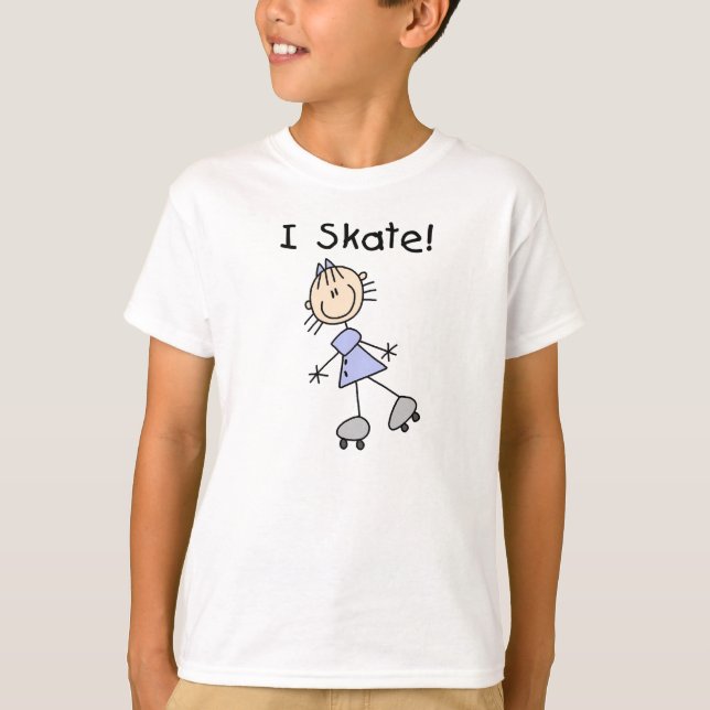 I Skate - Girl Roller Skater T-Shirt (Front)