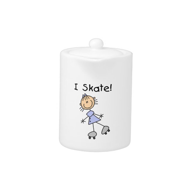 I Skate - Girl Roller Skater Teapot (Front)