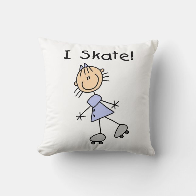 I Skate - Girl Roller Skater Throw Pillow (Front)