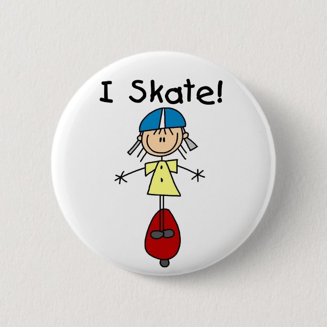 I Skate Stick FigureButton Pinback Button (Front)