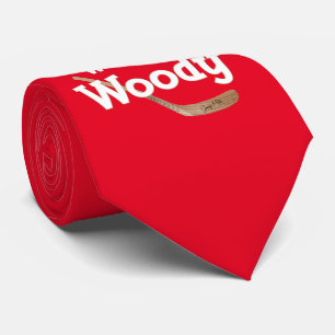 I Skate with a Woodie Hockey Stick Red Neck Tie