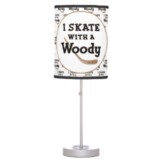 I Skate with a Woody Hockey Stick Table Lamp