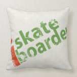 I SkateBoarder Grunge Text Throw Pillow