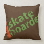 i SkateBoarder Vintage Brown Throw Pillow