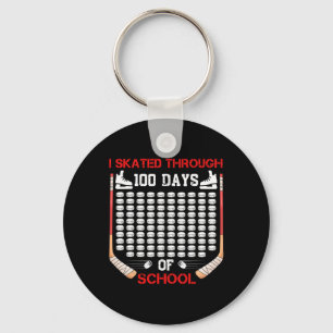 I Skated Through 100 Days Of School Ice Hockey Fan Keychain