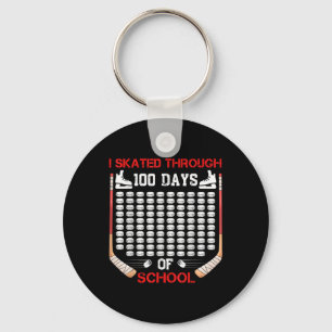 I Skated Through 100 Days Of School Ice Hockey Fan Keychain