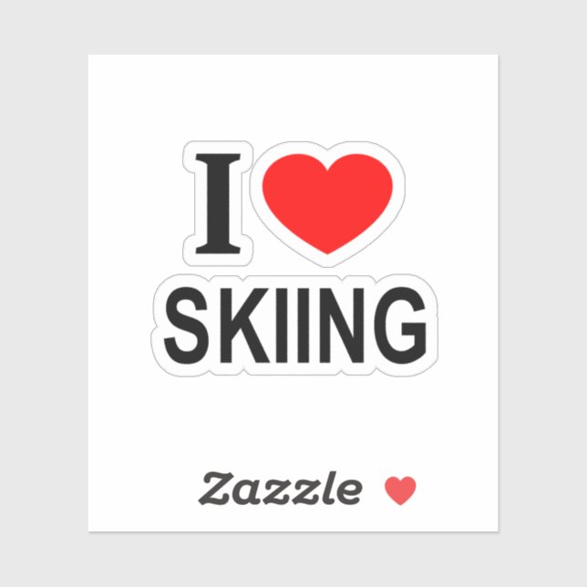I ❤️ SKIING I LOVE SKIING I HEART SKIING Vinyl Sticker (Sheet)