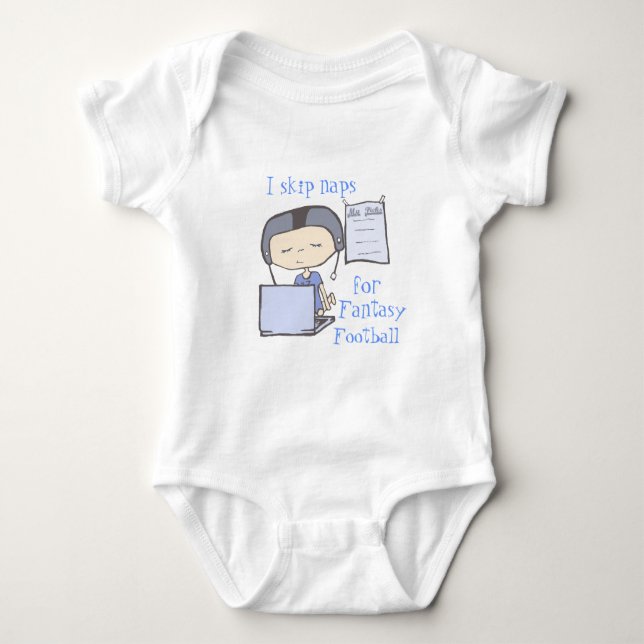 I skip naps for fantasy football blue baby bodysuit (Front)