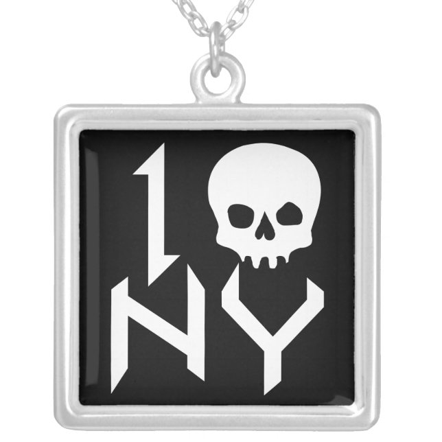 I Skull NY Sterling Silver Pendant Necklace (Front)