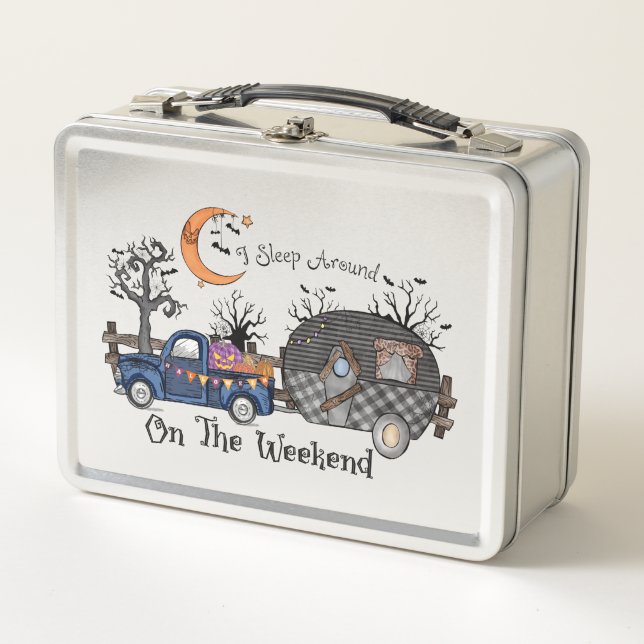 I Sleep Around on the Weekend – Funny Halloween Metal Lunch Box (Front)