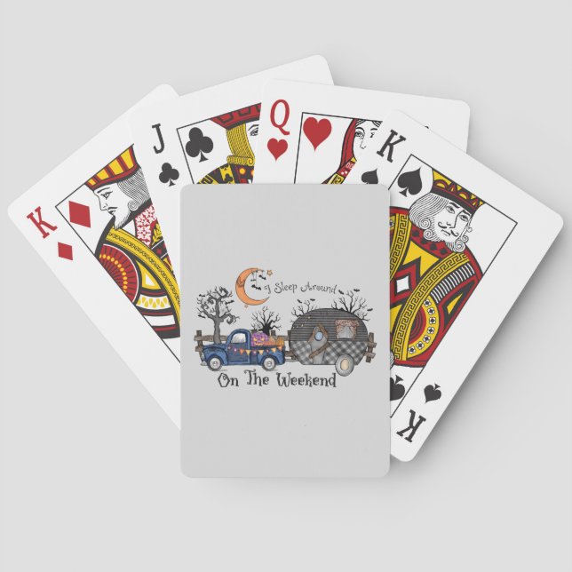 I Sleep Around on the Weekend – Funny Halloween Poker Cards (Back)