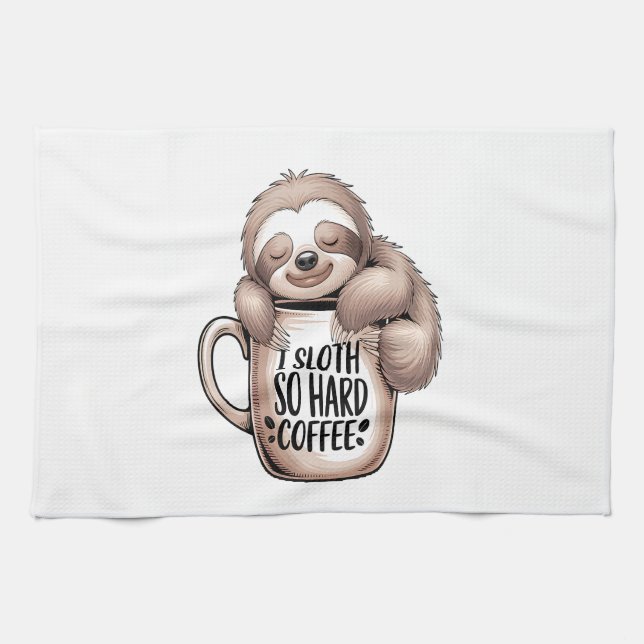 I Sloth Without Coffee Kitchen Towel (Horizontal)