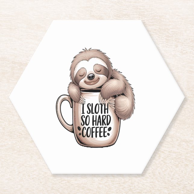 I Sloth Without Coffee Paper Coaster (Front)