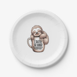 I Sloth Without Coffee Paper Plates
