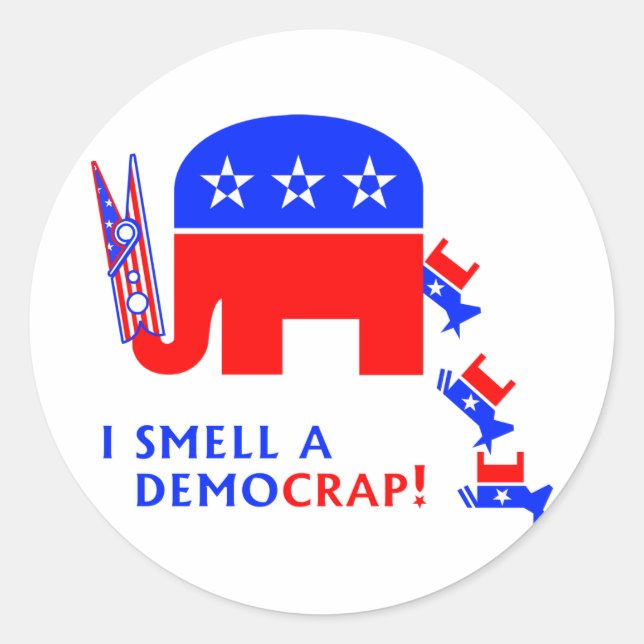 I Smell A Democrap Classic Round Sticker (Front)