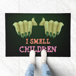 I Smell Children Cute Scary Witch Hand Halloween Doormat