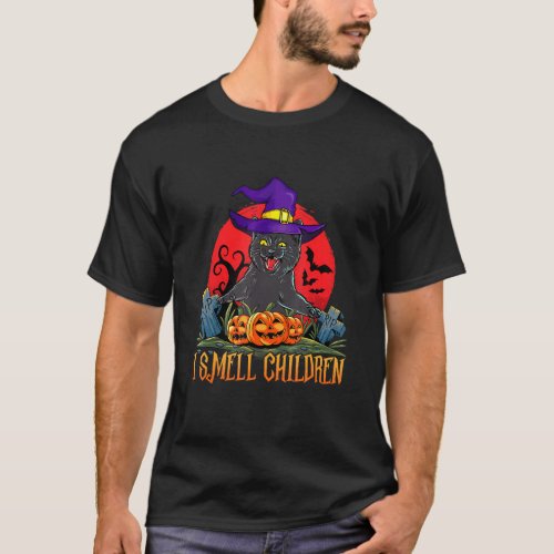 I Smell Children Halloween Black Cat T_Shirt