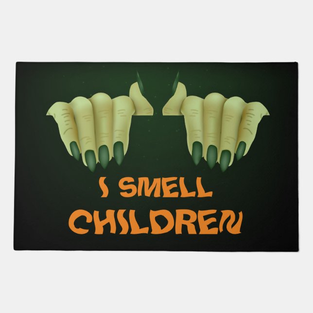 I Smell Children | Scary Witch Hand Halloween  Doormat (Front)