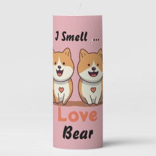 I Smell Love Cute Cartoon Akita Valentine Pillar Candle