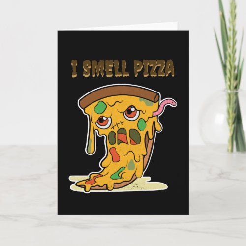 I Smell Pizza Funny Halloween Kawaii Zombie Food Card