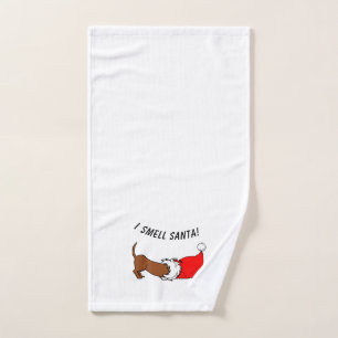 I Smell Santa! Dachshund Cartoon Hand Towel