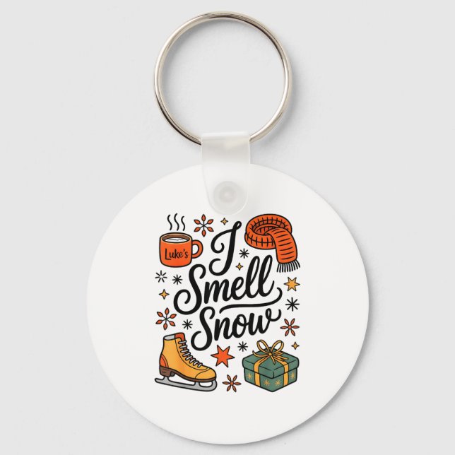 I Smell Snow Cute Christmas &amp; Winter Vibes Lov Keychain (Front)