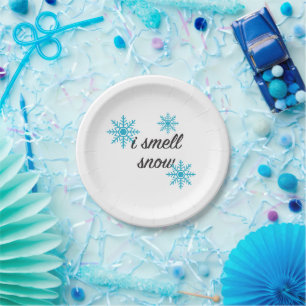I Smell Snow Snowflake Motif Paper Plates