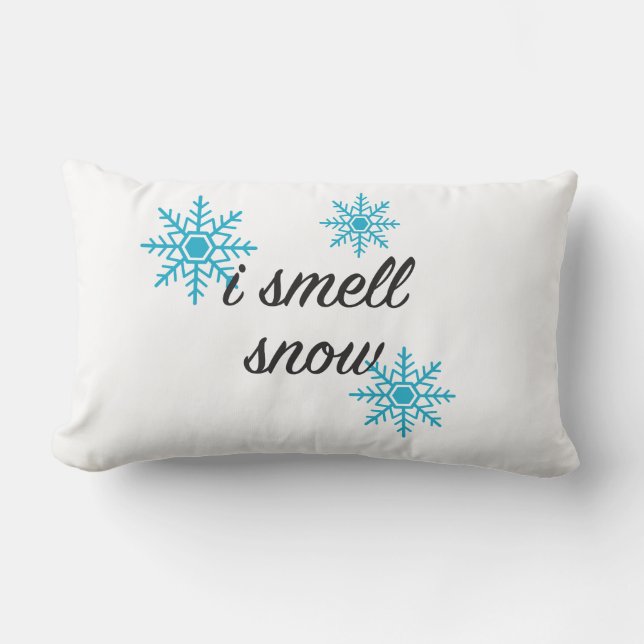 I Smell Snow Snowflake Winter Lumbar Pillow (Front)