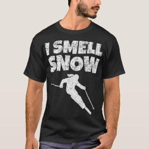 I Smell Snow Vintage White Female Skier T-Shirt