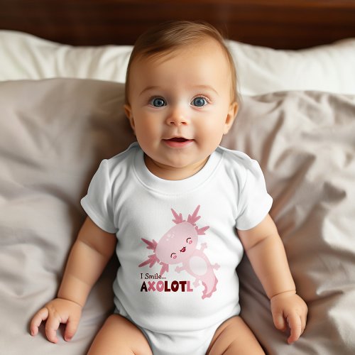 I Smile A Lot Personalised Kawaii Axolotl Baby Bodysuit